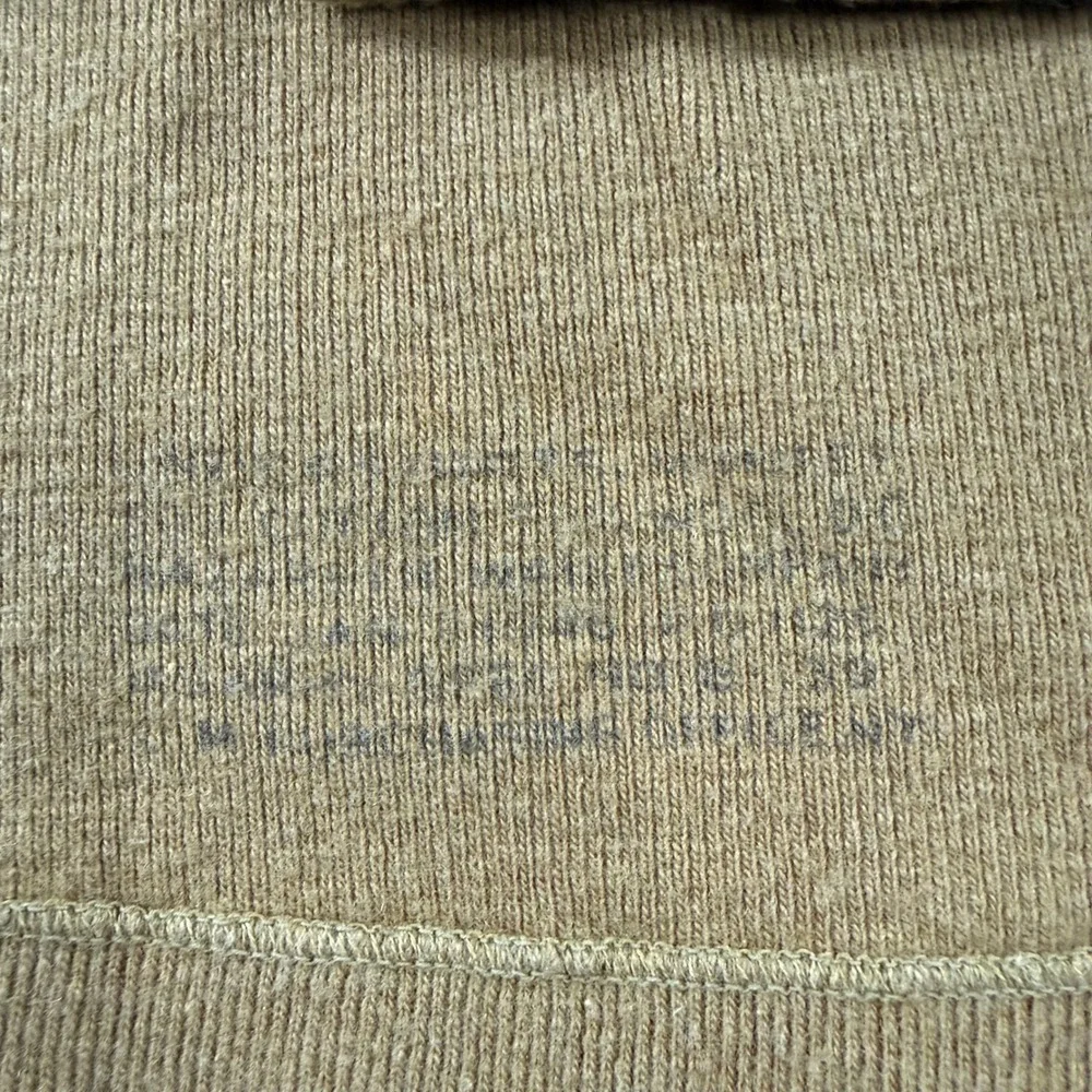 Vintage 1940s Military Undershirt Khaki Ribbed Knit Long Sleeve Crew Neck 1341